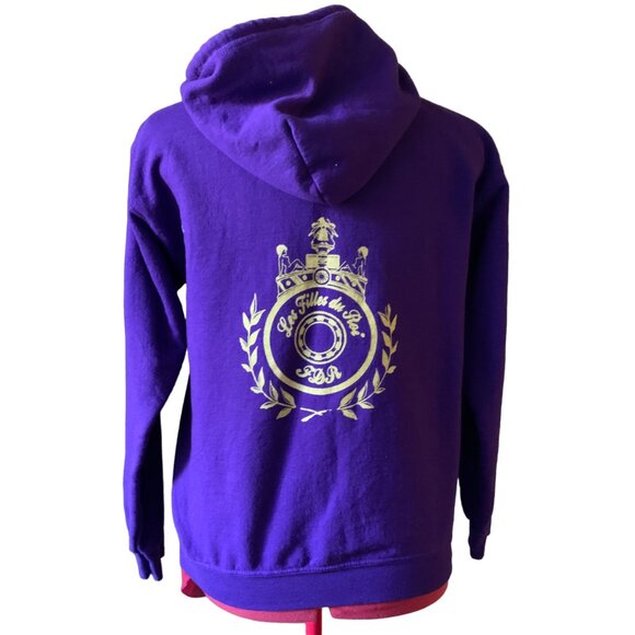 VINTAGE - Montreal Roller derby purple gold FDR team print hoodie - Mens small - Picture 1 of 8